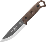 TOPS Brakimo Green Canvas Micarta 1095 Fixed Blade Knife w/ Sheath BRAK02