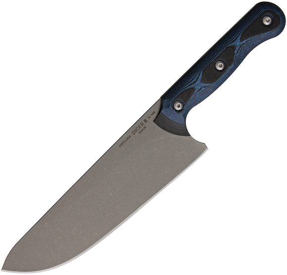 TOPS Dicer Chefs Blue/Black Smooth G10 S35VN Fixed Blade Knife DCR801