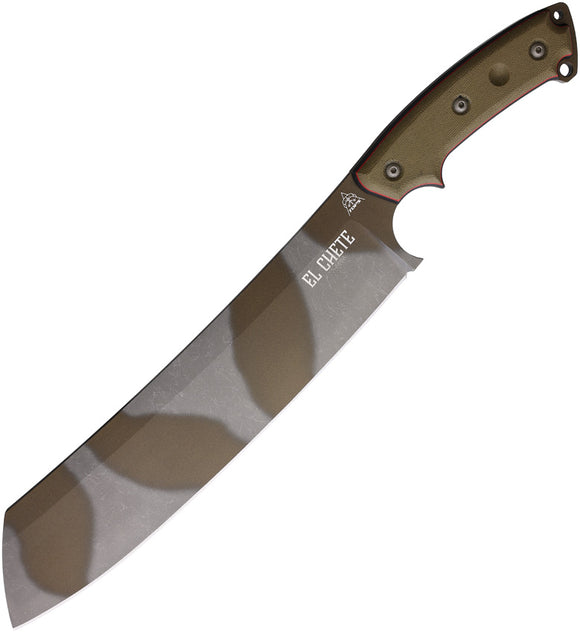 TOPS El Chete Camo Midnight Bronze Micarta 1095HC Fixed Blade Knife ELCH03CAMO