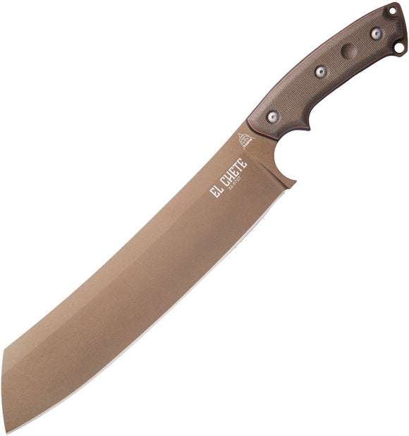 TOPS El Chete Midnight Bronze Green Micarta 1095 Fixed Blade Knife w/ Belt Clip ELCH03