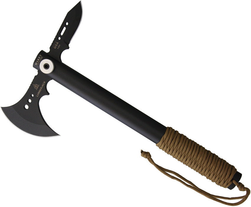 TOPS Haket Lumberjack Black Fixed Ax Head Paracord Tactical Axe