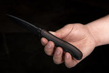 TOPS Silent Hero 4 Black Canvas Micarta 1095 Fixed Blade Knife + Kydex 0401