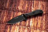 TOPS Silent Hero 4 Black Canvas Micarta 1095 Fixed Blade Knife + Kydex 0401