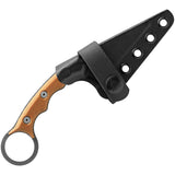 Tops Poker Tan Canvas Micarta Black 1095 Steel Fixed Blade Knife w/ Sheath KR01