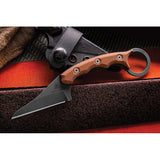 Tops Poker Tan Canvas Micarta Black 1095 Steel Fixed Blade Knife w/ Sheath KR01