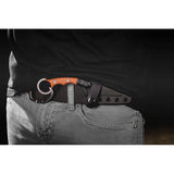 Tops Poker Tan Canvas Micarta Black 1095 Steel Fixed Blade Knife w/ Sheath KR01