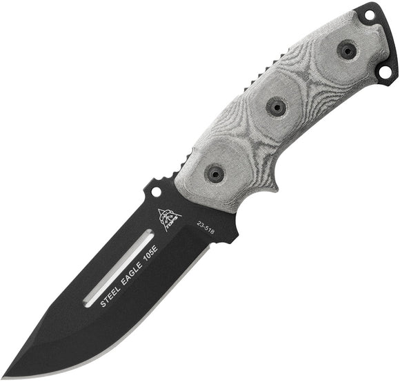 TOPS Steel Eagle Black & Gray Linen Micarta 1095 Drop Pt Fixed Blade Knife E105E
