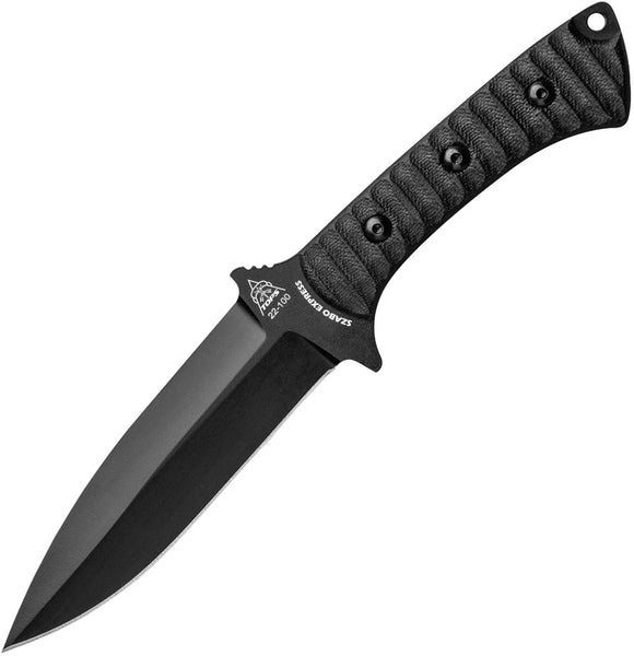 TOPS Szabo Express Fixed Blade Knife Black Micarta 1095HC Single Edge SZEX01