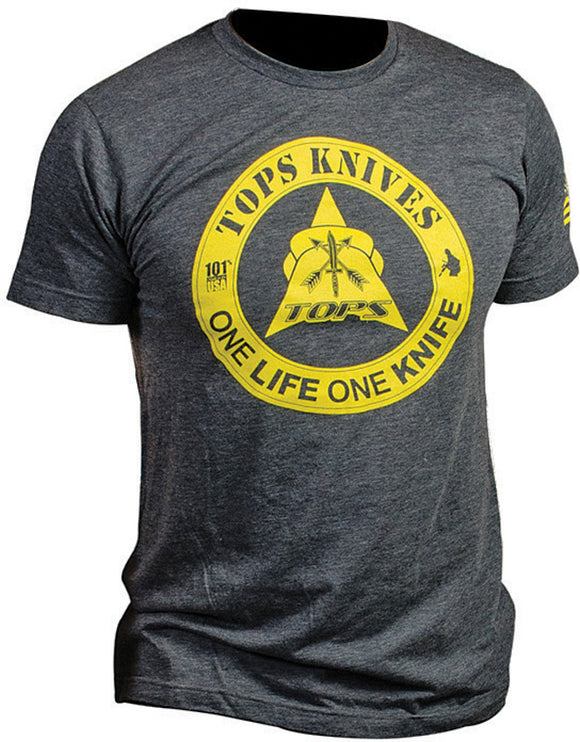 TOPS T-Shirt One Life One Knife Short-Sleeve Men's Large Shirt TS1LNAVLG