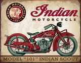 Indian Scout Motorcycle Model 101 Man Cave Metal Tin Sign 1933