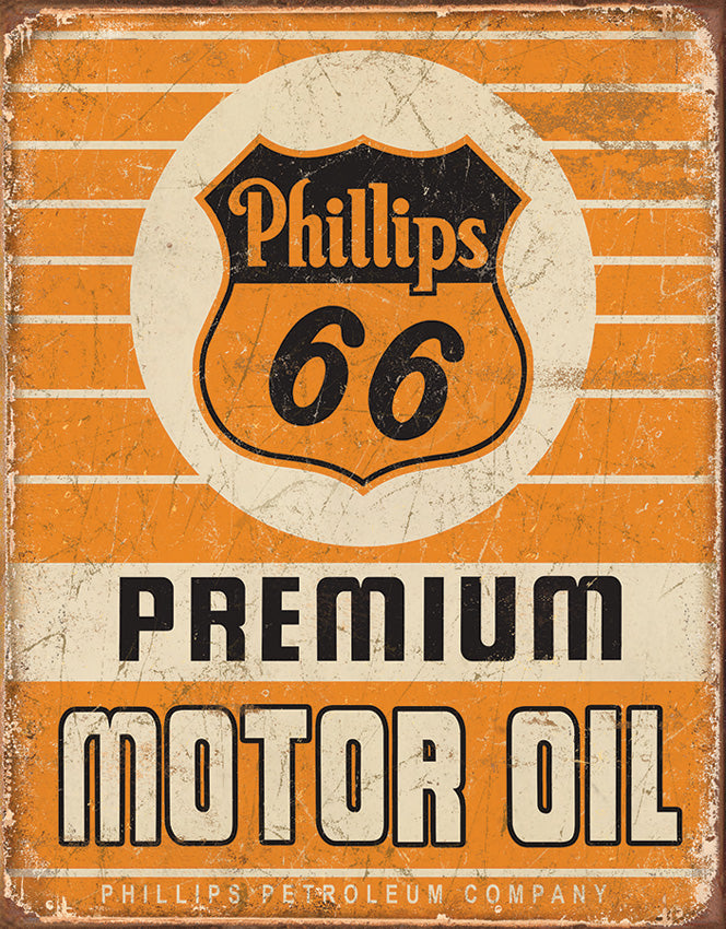 Phillips 66 Premium Motor Oil Orange Collectible Nostalgic Tin
