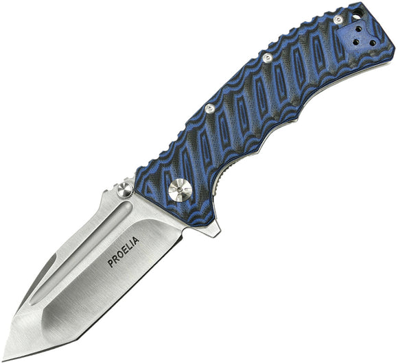 Proelia Linerlock Blue & Black g10 Folding d2 Knife 010bls