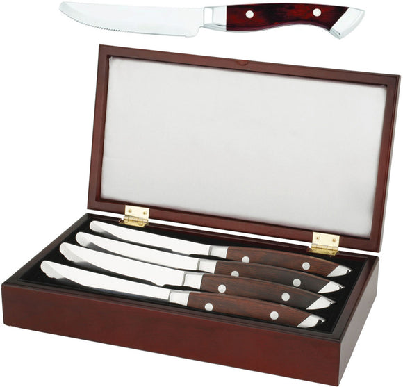 Utica Denver Steak Brown Pakkawood Fixed Blade 4pc Knife Set 75670528S4
