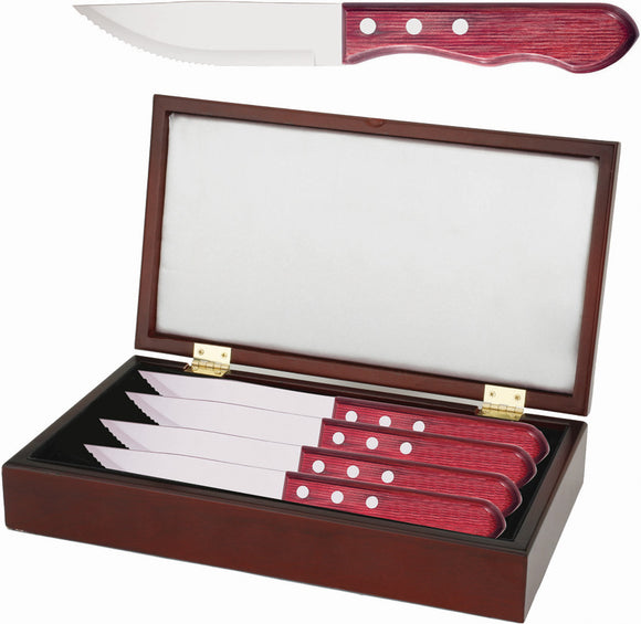 Utica Big Red Steak Smooth Pakkawood Fixed Blade 4pc Knife Set 75840529S4