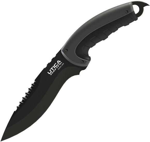 Utica Timber Tamer III Black & Green 8Cr13 Fixed Blade Knife w/ Sheath 911307CP