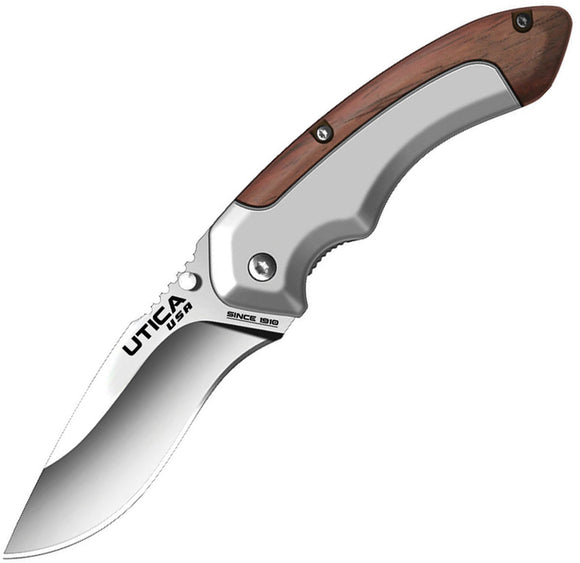 Utica Bear Eater I LinerlockGrey Aluminum Folding 8Cr13MoV Pocket Knife 911419CP
