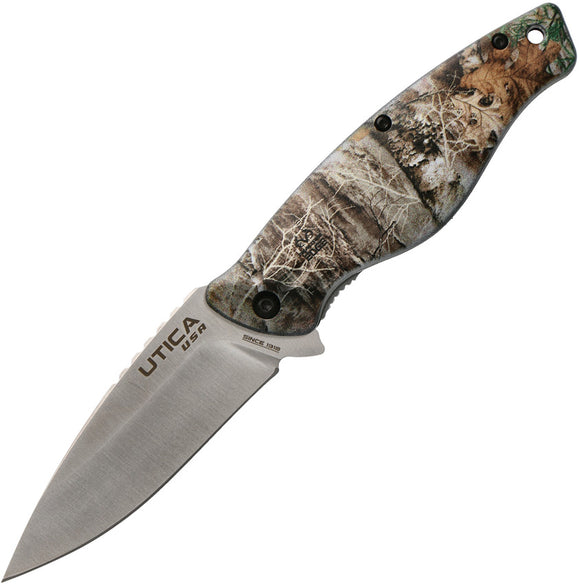 Utica Mountain Timber IV Linerlock Camo Folding 8Cr13MoV Pocket Knife 91RT1012CP