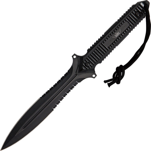 UZI Stealth Commander II Black Fixed Serrated Dagger Blade Knife KFXB004