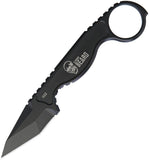 Flagrant Beard Blackout One Piece 1095HC Steel Fixed Blade Neck Knife