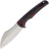 VDK Knives Vice Framelock Blue Titanium/Red Carbon Fiber Folding M390 Knife 033   - On Sale