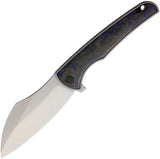 VDK Knives Vice Framelock Gray Titanium/Blue Carbon Fiber Folding M390 Knife 037   - On Sale