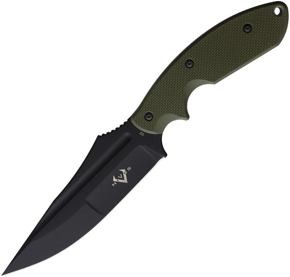 V NIVES Frontier Survivor OD Green G10 D2 Steel Fixed Blade Knife 03091