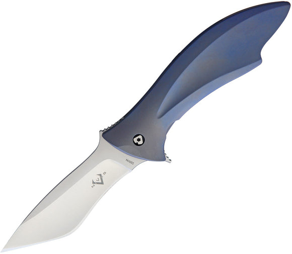 V NIVES Deplorable Blue Titanium Folding S35VN Pocket Knife
