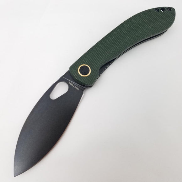 Vosteed Nightshade TH Linerlock Green Micarta Folding Stonewash 154CM Knife 012