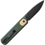 Vosteed Corgi Trek Lock Green Micarta Folding Black 14C28N Drop Pt Pocket Knife CGSVM1