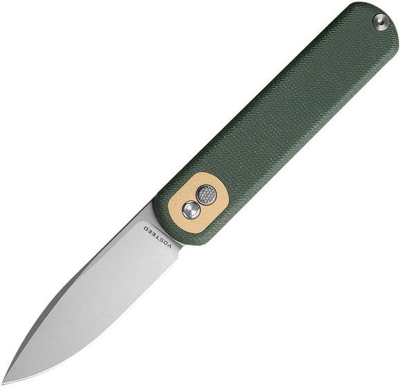 Vosteed Corgi Trek Lock Green Micarta Folding 14C28N Drop Pt Pocket Knife CGSVM3