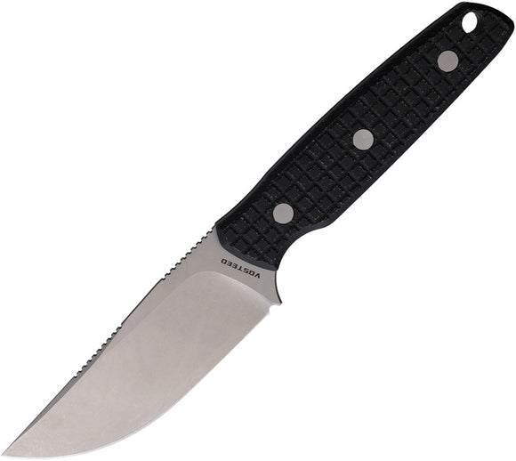 Vosteed Mink Black Micarta Nitro-V Clip Point Fixed Blade Knife w/ Sheath D0101