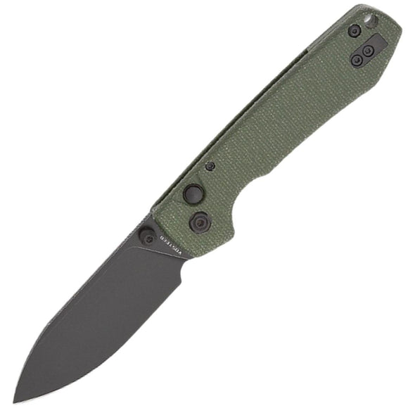 Vosteed Raccoon Button Lock Green Micarta Folding 14C28N Drop Pt Pocket Knife RCSVM4