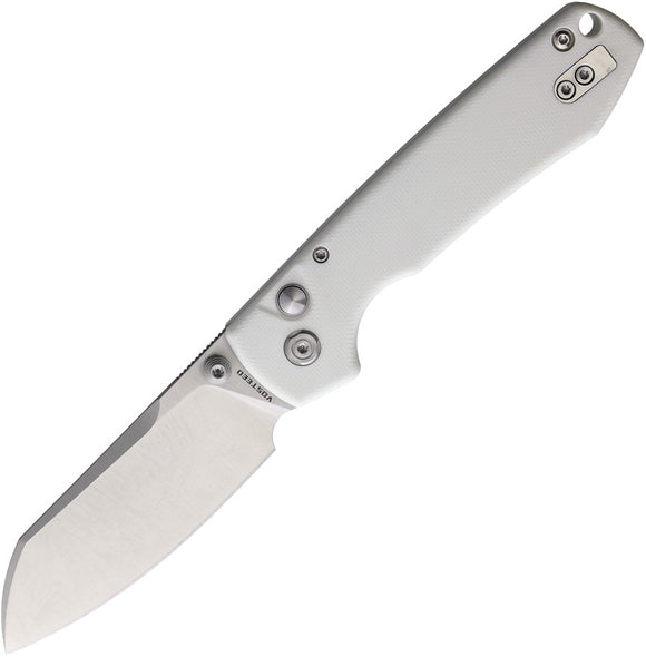Vosteed Raccoon Button Lock White G10 Folding 14C28N Cleaver Pocket Knife RCVTGCW