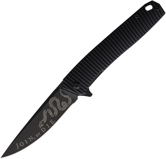 3V Gear Join or Die React Linerlock Black G10 Folding Pocket Knife GBBCJOIN