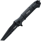 Walther BTTK Black Handle Stainless Tac Tanto Part Serrated Folding Knife 50716