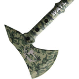 World Axe Throwing League The Predator Camo 3Cr13 Throwing Axe w/ Sheath L009