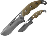TOPS Set of 2 Wind Runner Fixed Black River Wash Blade Green Knives Combo