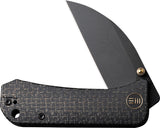 We Knife Banter Linerlock Black Micarta Folding S35VN Wharncliffe Knife 19068J1