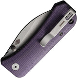We Knife Banter Linerlock Purple Micarta Folding S35VN Wharncliffe Knife 19068J2
