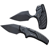 We Knife Typhoeus Folding Push Dagger Knife Black Titanium CPM-20CV w/ Sheath 21036B1