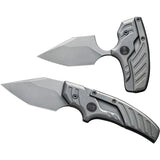 We Knife Typhoeus Folding Push Dagger Knife Gray Titanium CPM-20CV w/ Sheath 21036B2