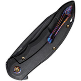We Knife Makani Framelock Black Titanium Folding CPM-20CV Pocket Knife 210481