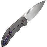 We Knife Makani Framelock Gray Titanium Folding CPM-20CV Pocket Knife 210482