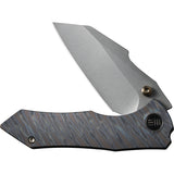 We Knife High-Fin Framelock Tiger Stripe Titanium Folding CPM-20CV Knife 220054