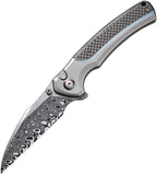 We Knife Ziffius Button Lock LTD Titanium & CF Folding Damasteel Knife 22024ADS1