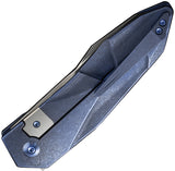 We Knife Solid Framelock Blue Titanium Folding CPM-20CV Pocket Knife 220284