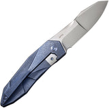 We Knife Solid Framelock Blue Titanium Folding CPM-20CV Pocket Knife 220284