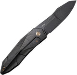 We Knife Solid Framelock Black Etched Titanium Folding 20CV Pocket Knife 220285