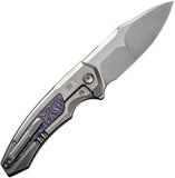 We Knife Hyperactive Framelock Gray & Flamed Titanium Folding Vanax Knife 230301