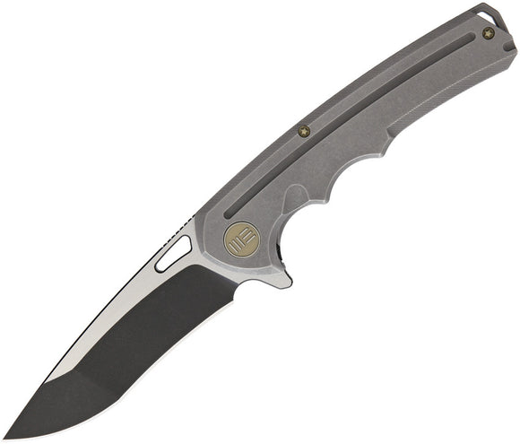 WE KNIFE Titanium Gray Flipper Folding Pocket Knife Drop Pt Black Satin S35VN - 611G
